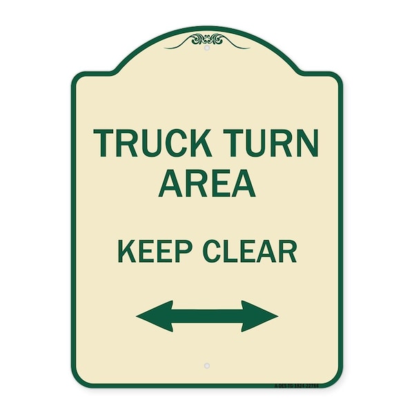 Truck Turn Area Keep Clear W/ Bidirectional Arrow Heavy-Gauge Alum Sign, 24" x 18", TG-1824-22784